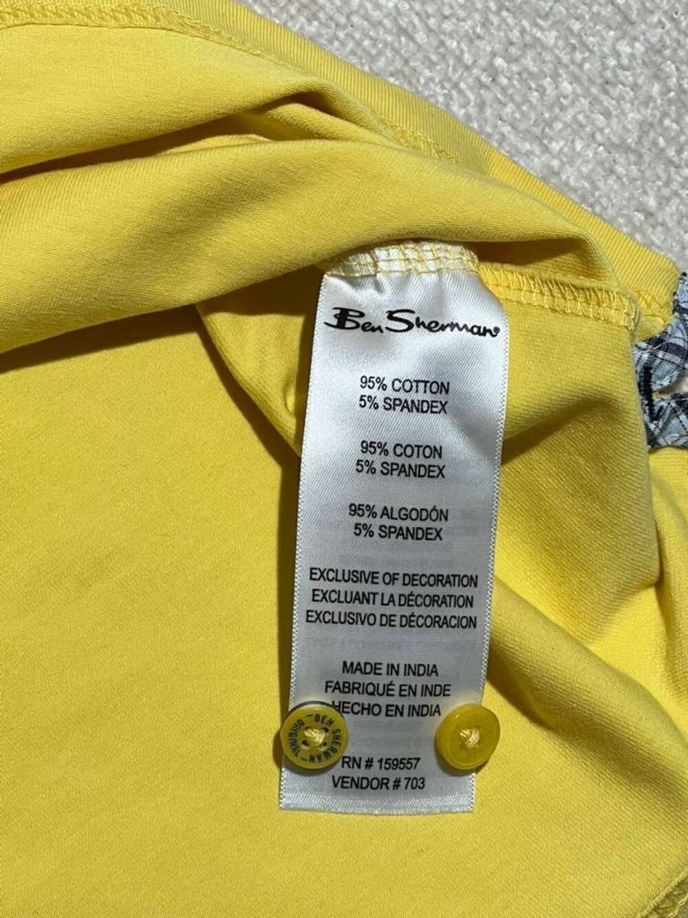Ben Sherman Yellow Polo Shirt Men’s Size L Classic Fit Stretch - Picture 8 of 8